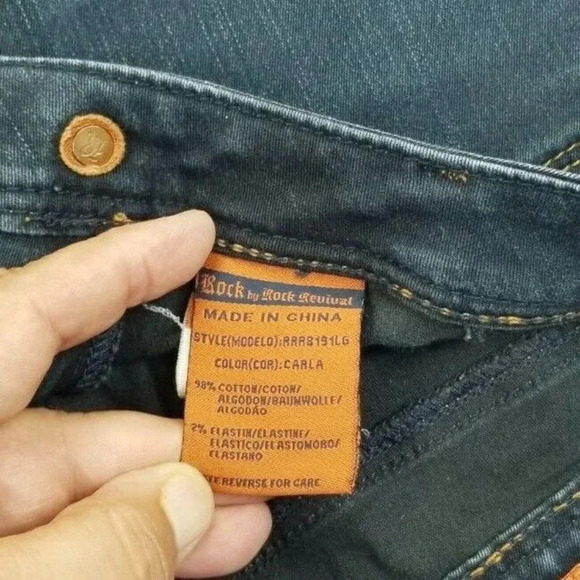 Rock By Rock Revival size 27X31 Carla Legging Embroidered Logo Blue Denim Jeans - Picture 12 of 12